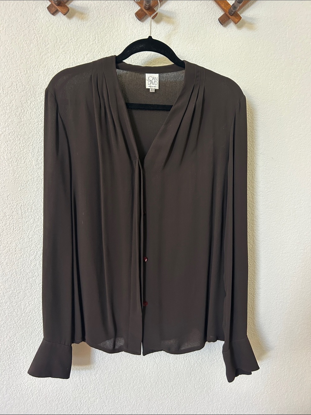 Joan & David Dark Brown Long-Sleeve Blouse
